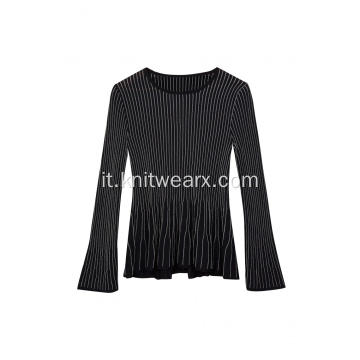 Completo da donna 2in1 con gonna e pullover in maglia di lurex vestito da festa